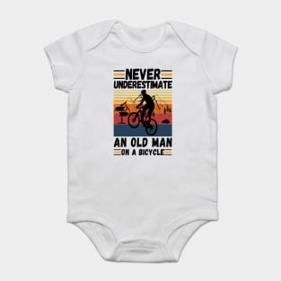 never underestimate an old man on a bicycle Baby Bodysuit